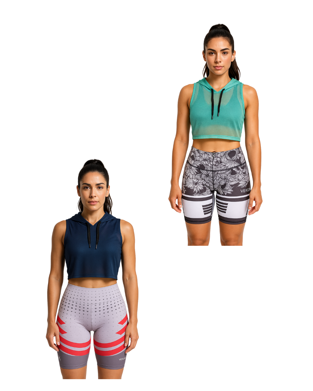 Combo Power Fit: Biker + Crop Hoodie Deportivo
