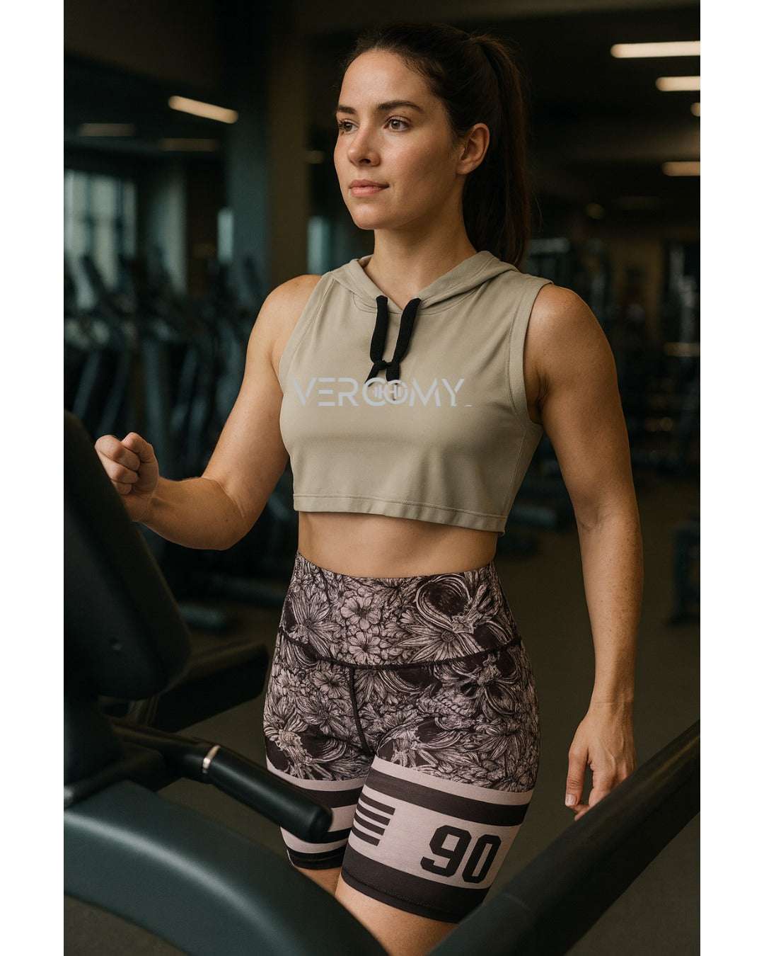 Combo Power Fit: Biker + Crop Hoodie Deportivo