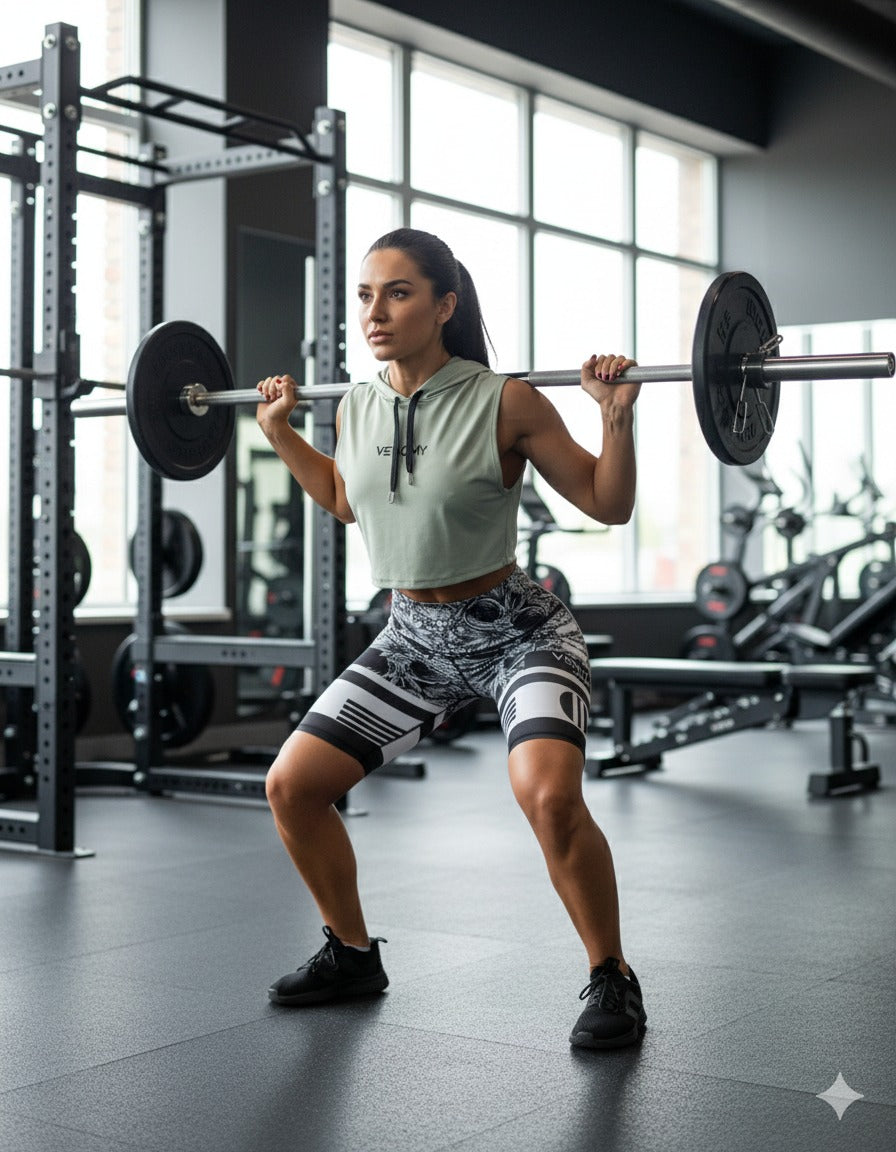Combo Power Fit: Biker + Crop Hoodie Deportivo